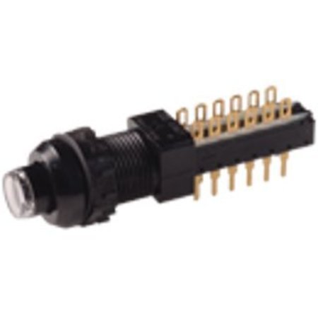 C&K COMPONENTS Pushbutton Switch, 10Pdt, Alternate, 0.5A, 30Vdc, Solder Terminal, Through Hole-Right Angle F10UEE